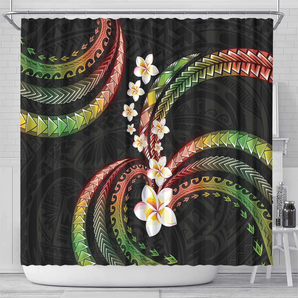 Hawaii Plumeria Reggae Shower Curtain Polynesian Pattern