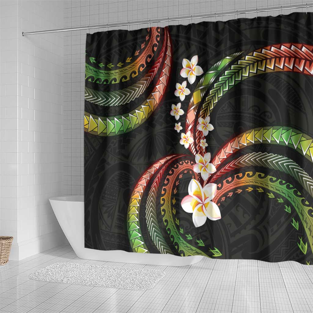 Hawaii Plumeria Reggae Shower Curtain Polynesian Pattern