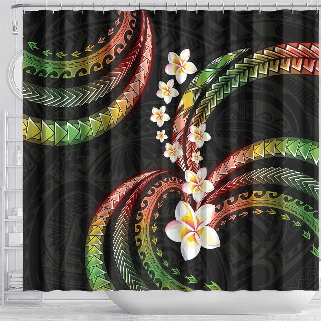Hawaii Plumeria Reggae Shower Curtain Polynesian Pattern