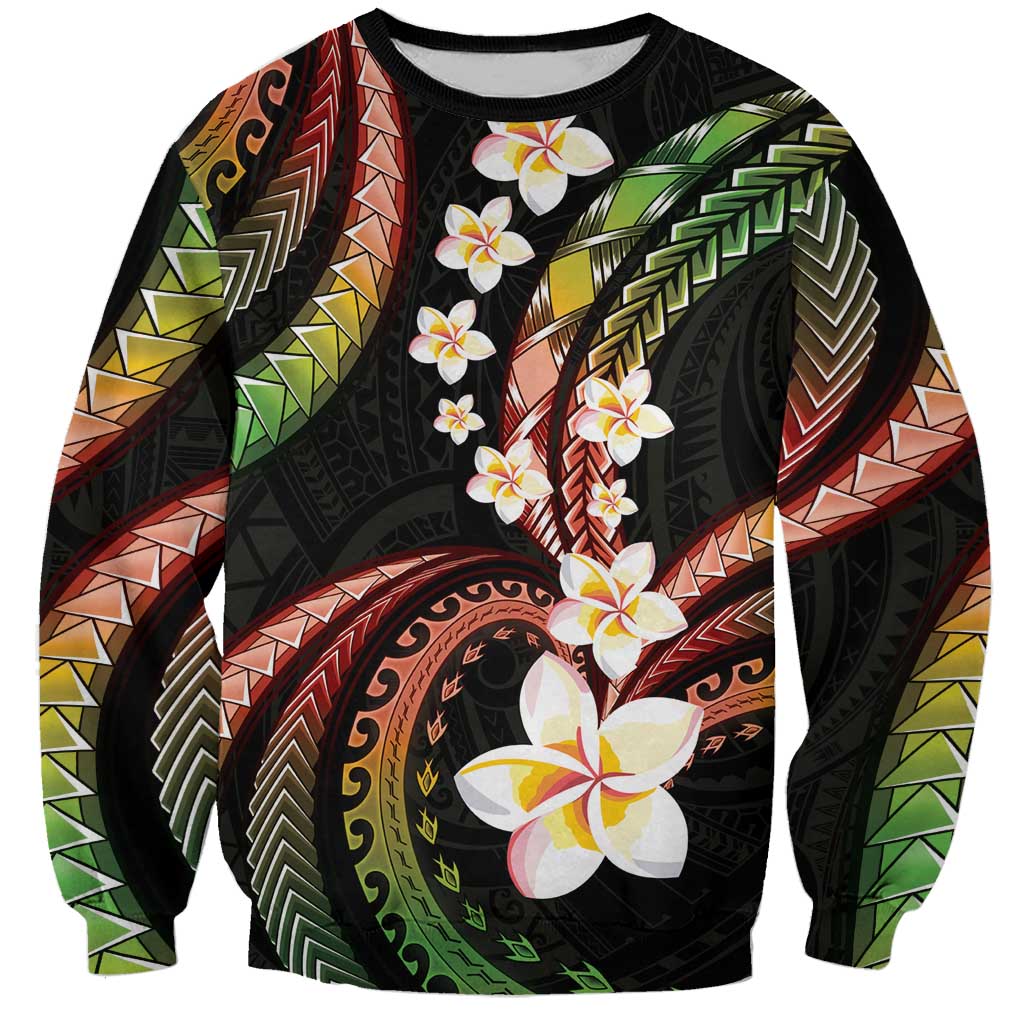 Hawaii Plumeria Reggae Sweatshirt Polynesian Pattern