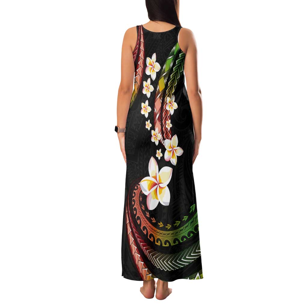 Hawaii Plumeria Reggae Tank Maxi Dress Polynesian Pattern