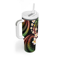 Hawaii Plumeria Reggae Tumbler With Handle Polynesian Pattern