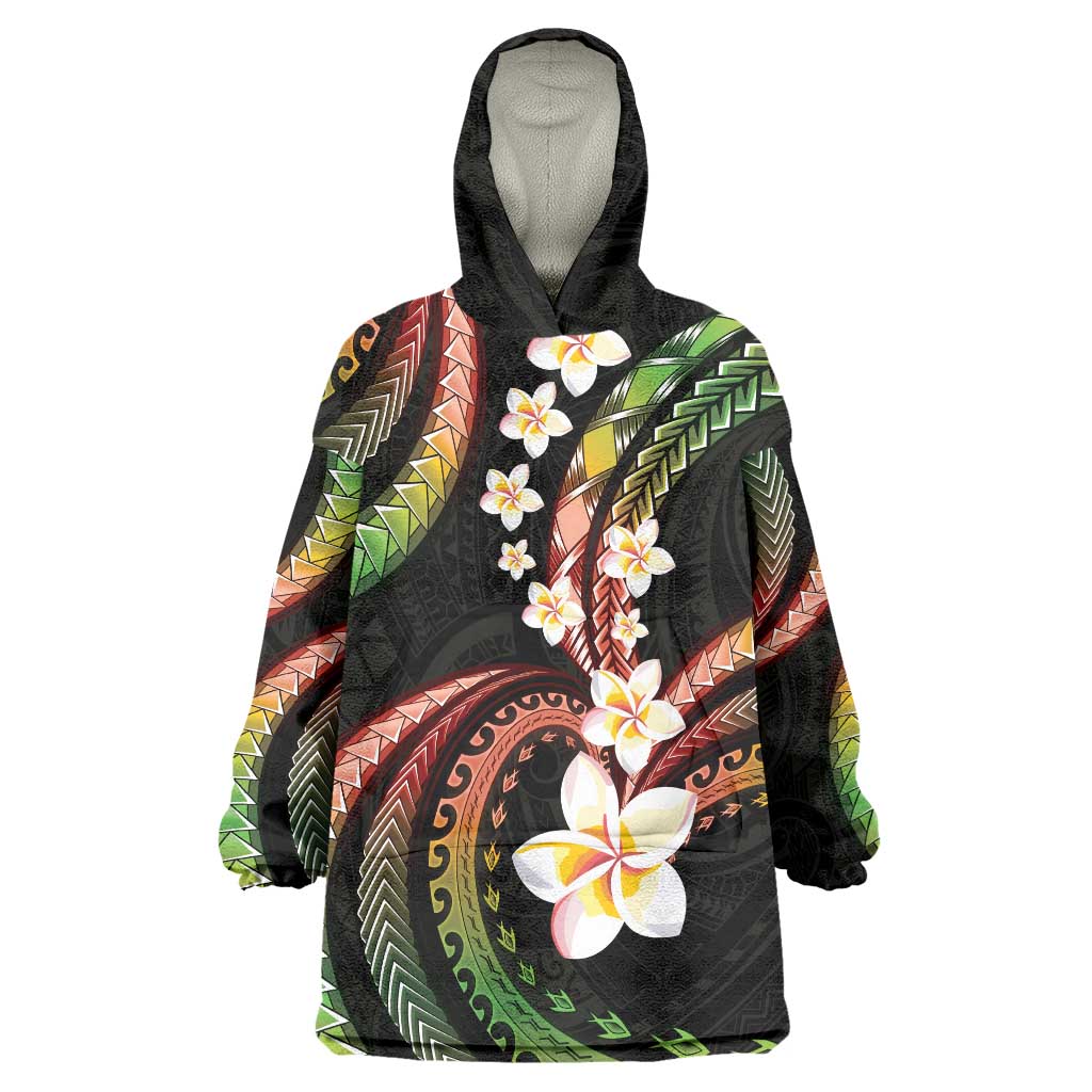 Hawaii Plumeria Reggae Wearable Blanket Hoodie Polynesian Pattern