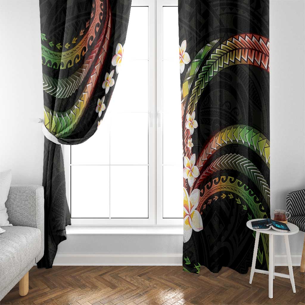 Hawaii Plumeria Reggae Window Curtain Polynesian Pattern