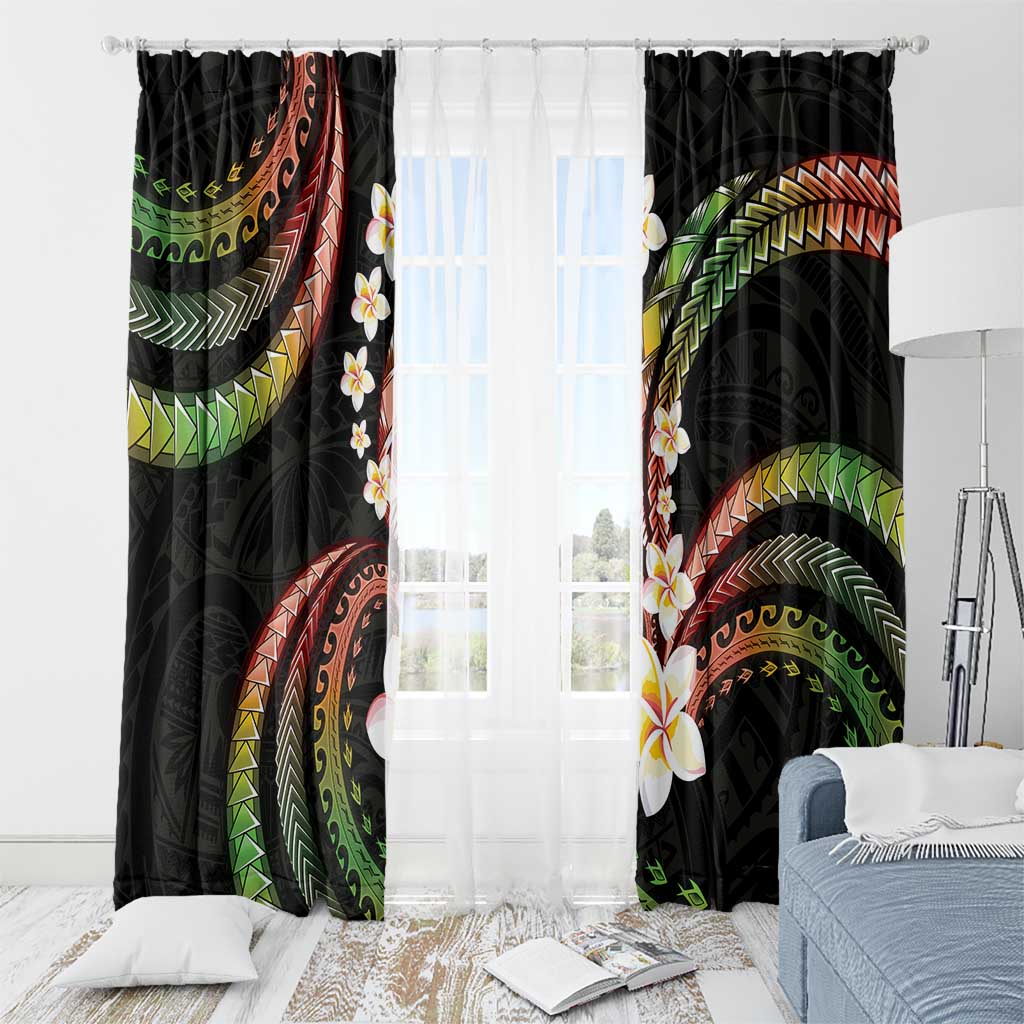 Hawaii Plumeria Reggae Window Curtain Polynesian Pattern