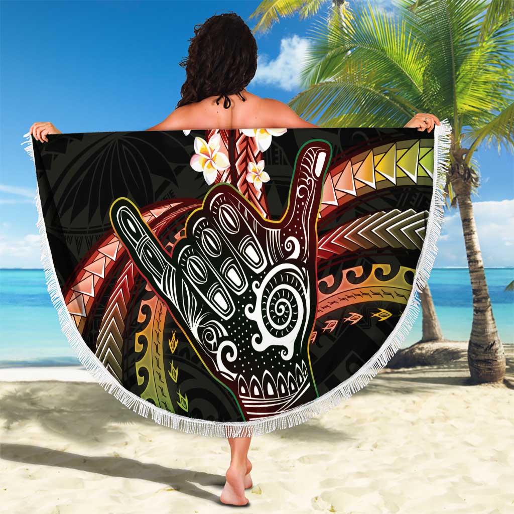 Hawaii Shaka Sign Beach Blanket Fantastic Frangipani Reggae