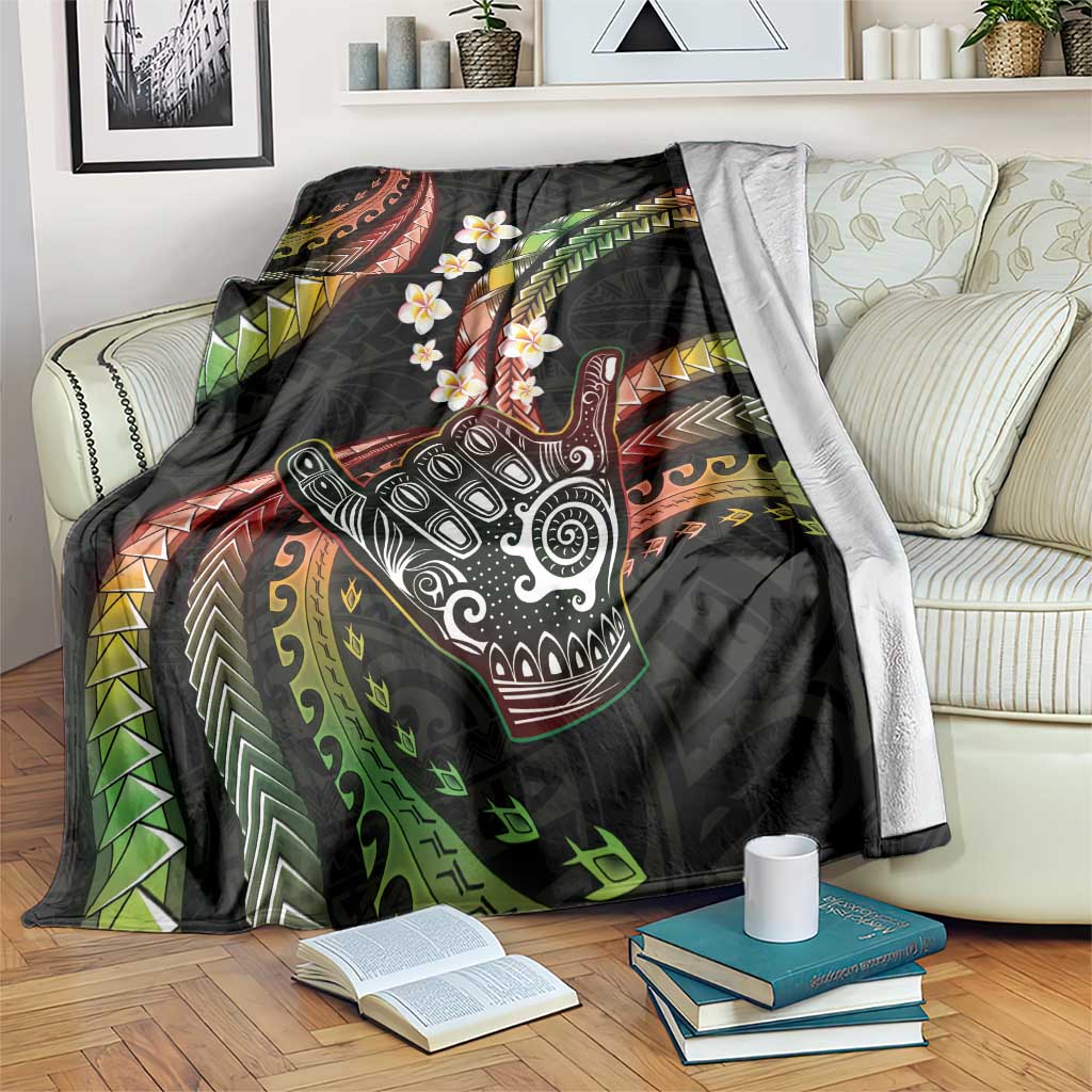 Hawaii Shaka Sign Blanket Fantastic Frangipani Reggae