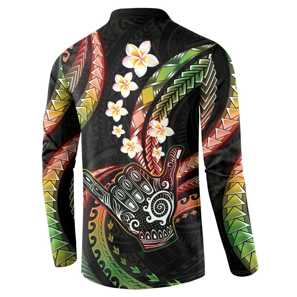 Hawaii Shaka Sign Button Sweatshirt Fantastic Frangipani Reggae