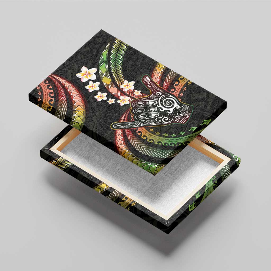 Hawaii Shaka Sign Canvas Wall Art Fantastic Frangipani Reggae