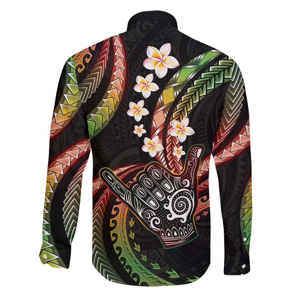 Hawaii Shaka Sign Family Matching Off Shoulder Short Dress and Hawaiian Shirt Fantastic Frangipani Reggae