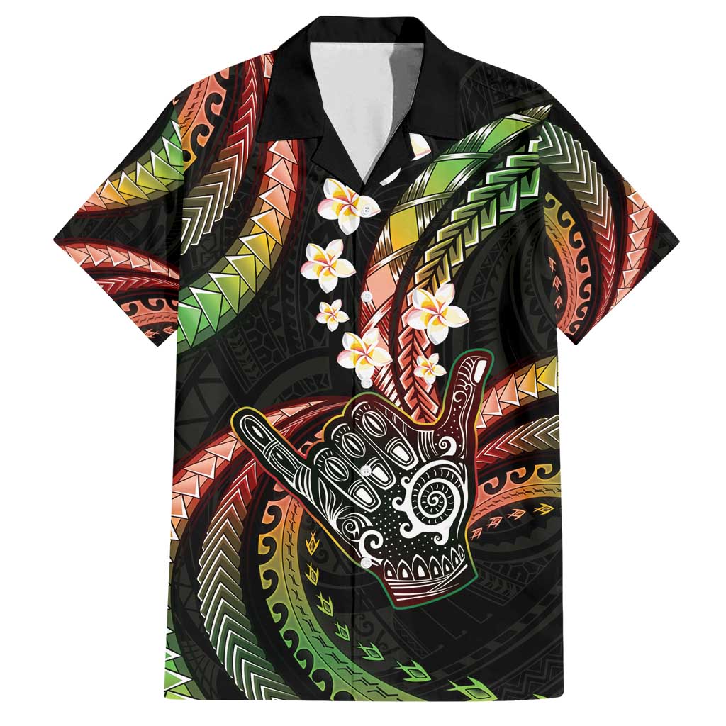 Hawaii Shaka Sign Family Matching Tank Maxi Dress and Hawaiian Shirt Fantastic Frangipani Reggae