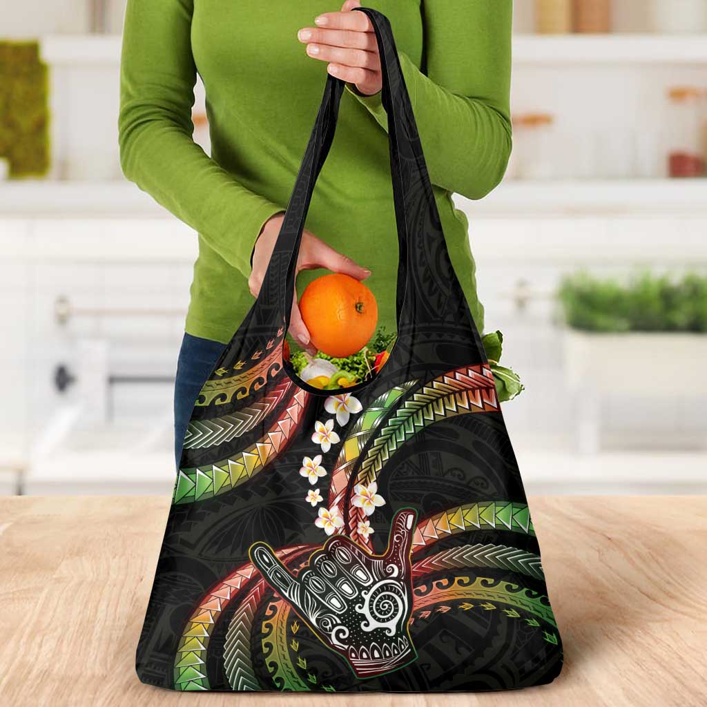 Hawaii Shaka Sign Grocery Bag Fantastic Frangipani Reggae