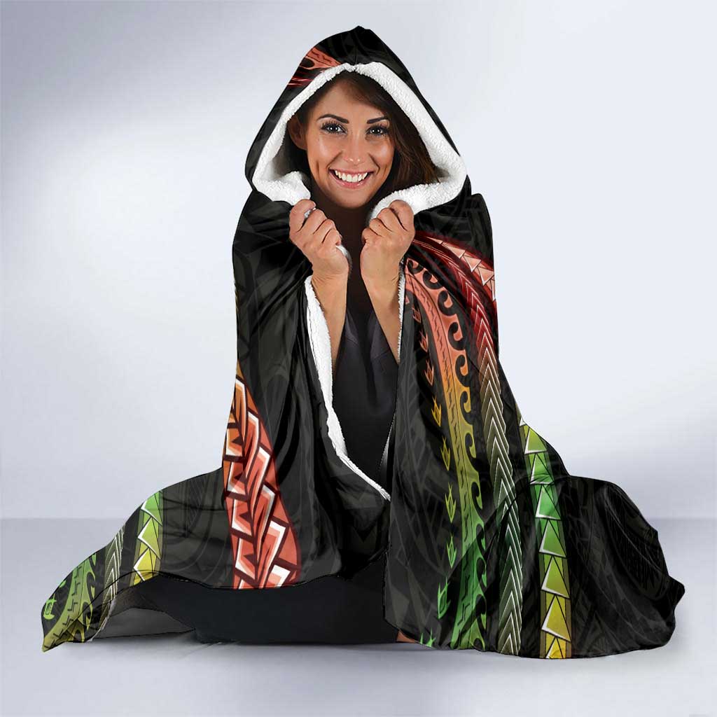 Hawaii Shaka Sign Hooded Blanket Fantastic Frangipani Reggae