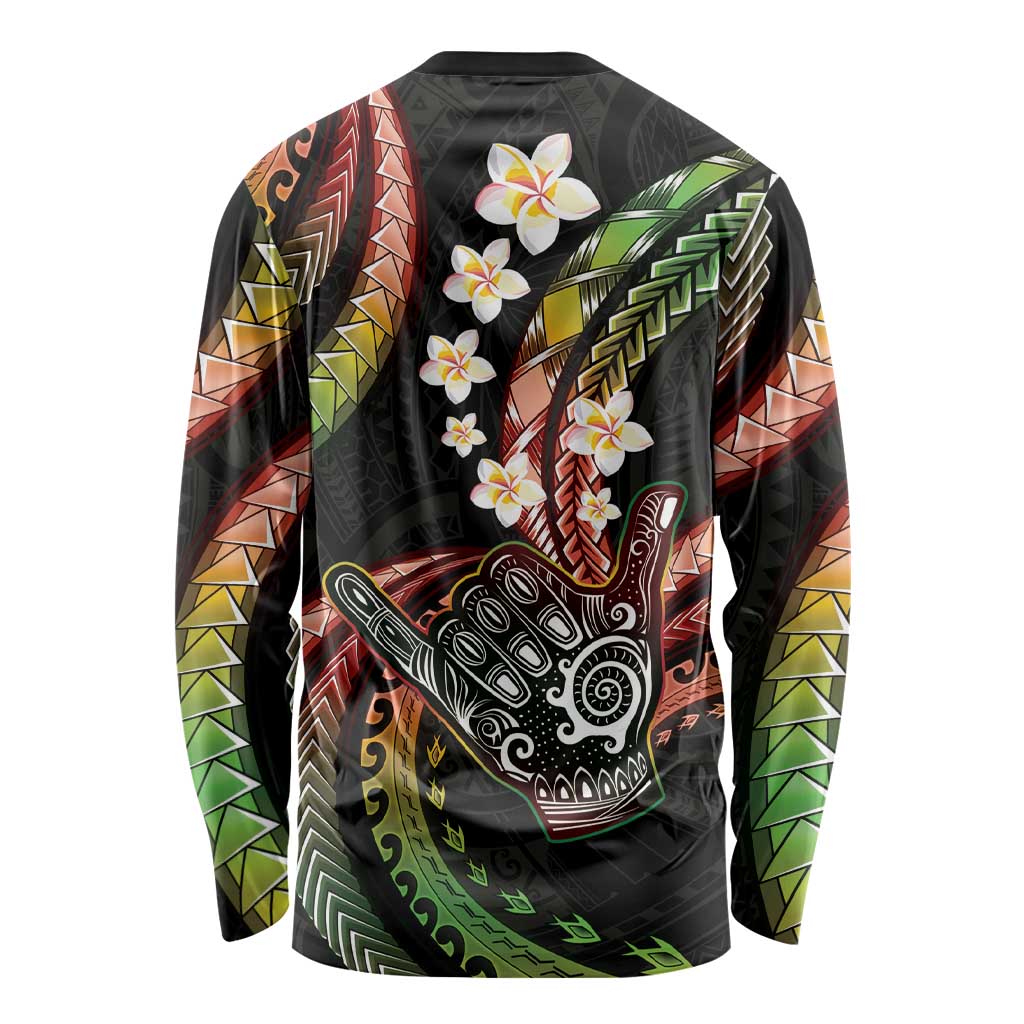 Hawaii Shaka Sign Long Sleeve Shirt Fantastic Frangipani Reggae