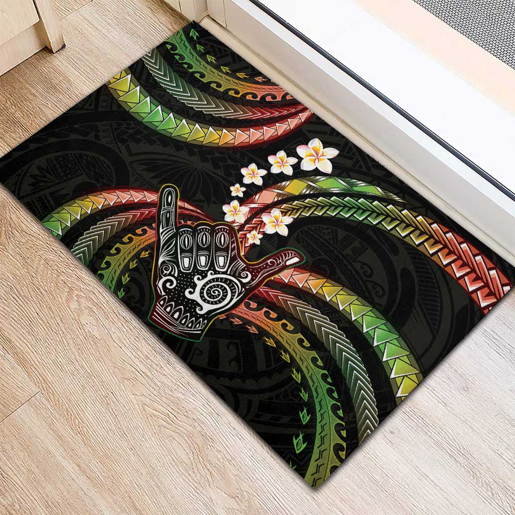 Hawaii Shaka Sign Rubber Doormat Fantastic Frangipani Reggae