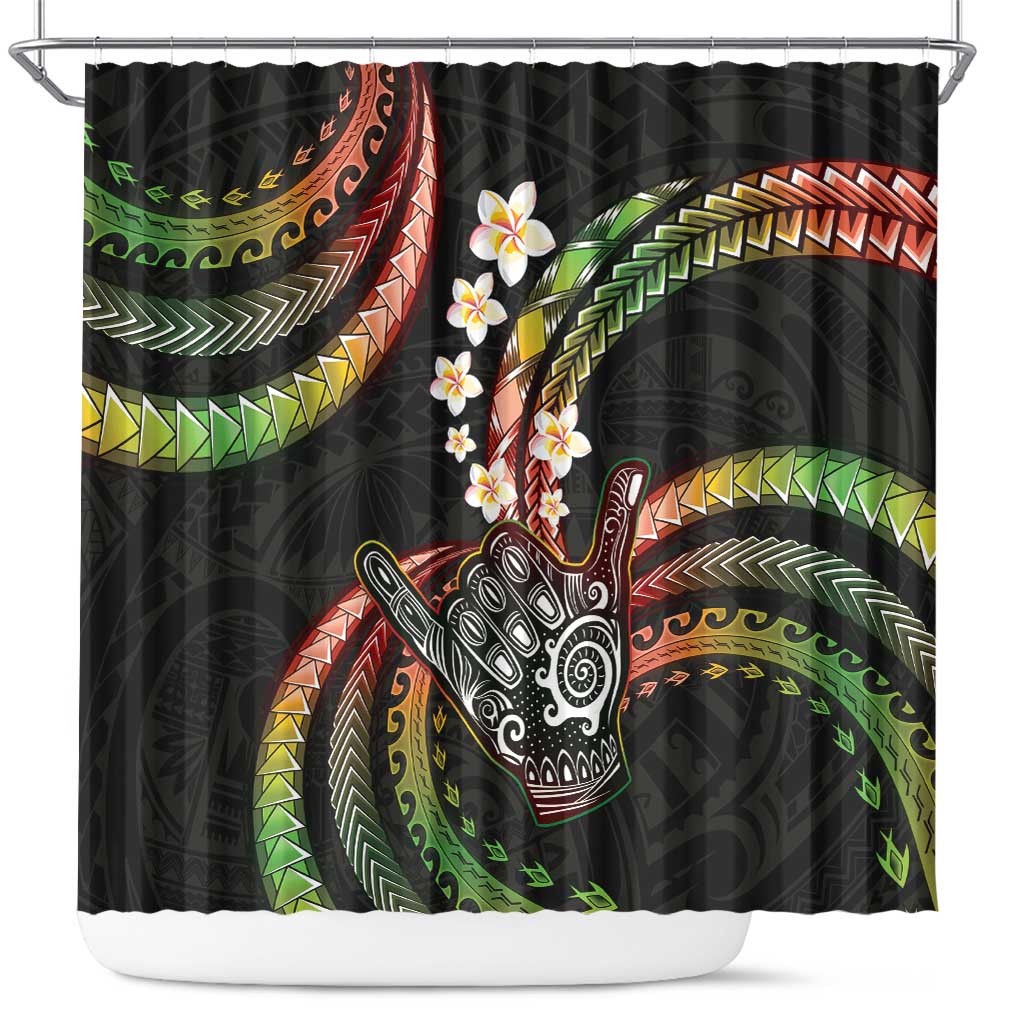 Hawaii Shaka Sign Shower Curtain Fantastic Frangipani Reggae