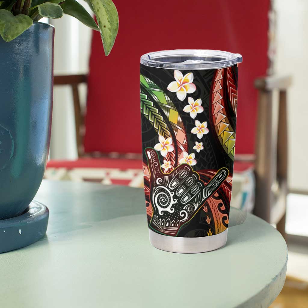 Hawaii Shaka Sign Tumbler Cup Fantastic Frangipani Reggae