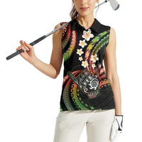 Hawaii Shaka Sign Women Sleeveless Polo Shirt Fantastic Frangipani Reggae