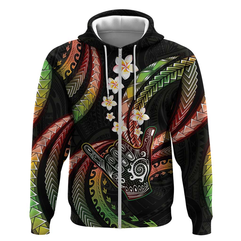Hawaii Shaka Sign Zip Hoodie Fantastic Frangipani Reggae
