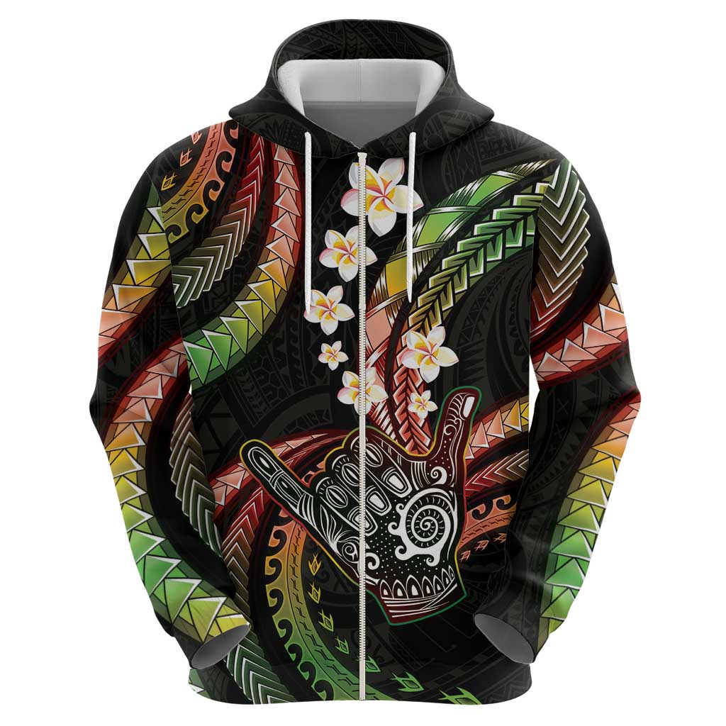 Hawaii Shaka Sign Zip Hoodie Fantastic Frangipani Reggae