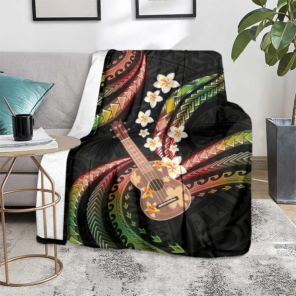 Hawaiian Ukulele Blanket Jawaiian Fantastic Plumeria