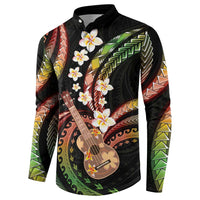 Hawaiian Ukulele Button Sweatshirt Jawaiian Fantastic Plumeria
