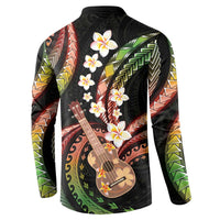 Hawaiian Ukulele Button Sweatshirt Jawaiian Fantastic Plumeria