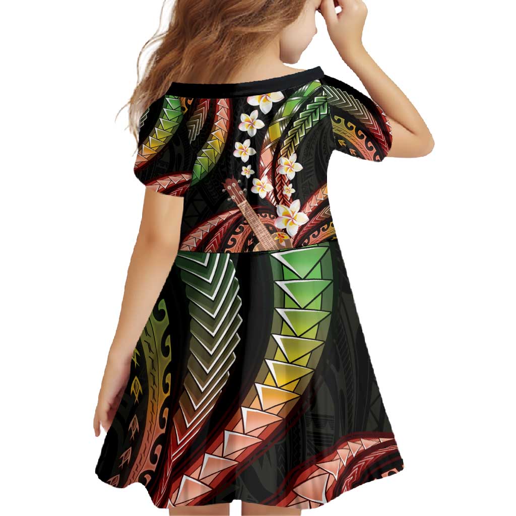 Hawaiian Ukulele Family Matching Long Sleeve Bodycon Dress and Hawaiian Shirt Jawaiian Fantastic Plumeria