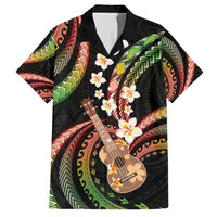 Hawaiian Ukulele Family Matching Long Sleeve Bodycon Dress and Hawaiian Shirt Jawaiian Fantastic Plumeria