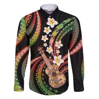 Hawaiian Ukulele Family Matching Long Sleeve Bodycon Dress and Hawaiian Shirt Jawaiian Fantastic Plumeria