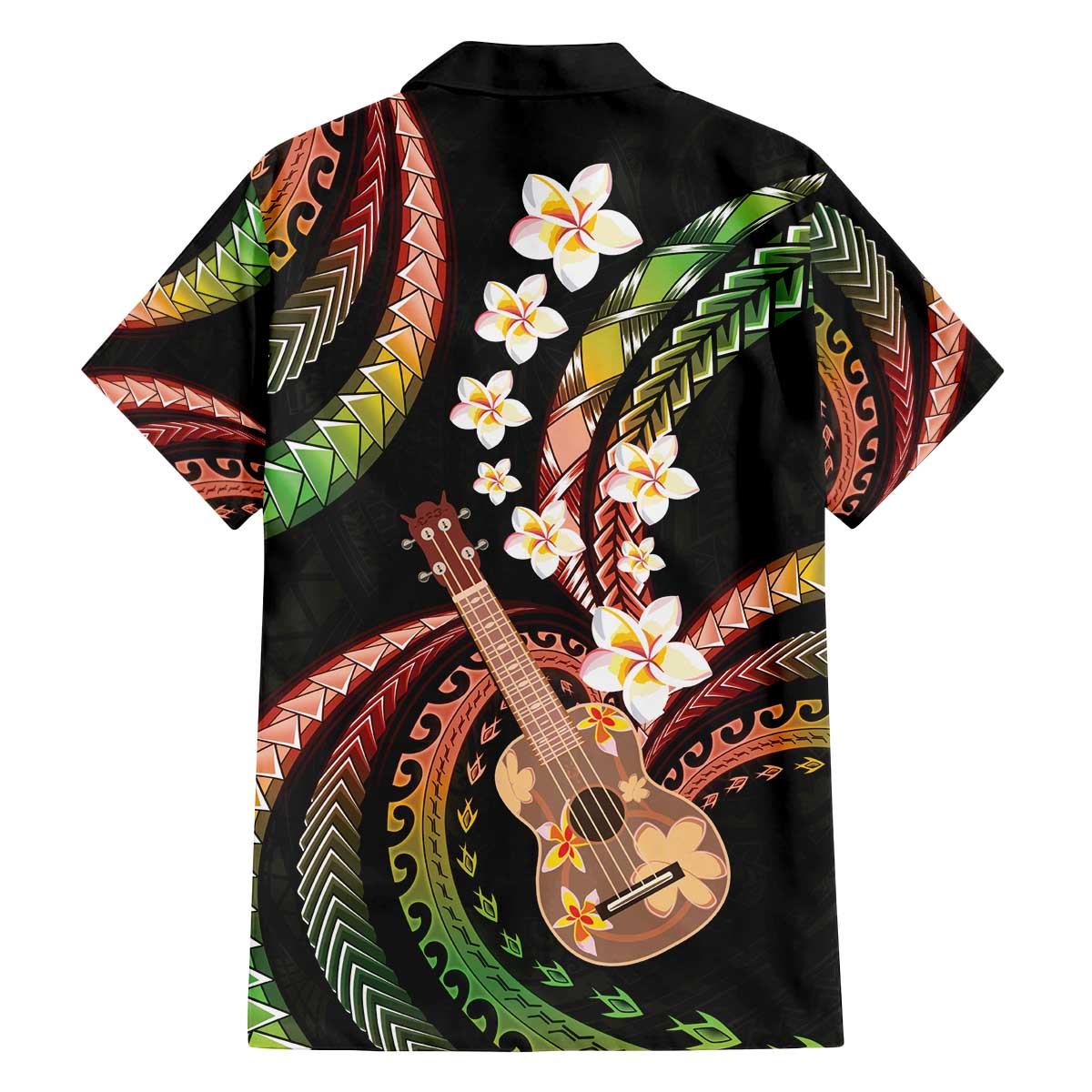 Hawaiian Ukulele Family Matching Off The Shoulder Long Sleeve Dress and Hawaiian Shirt Jawaiian Fantastic Plumeria