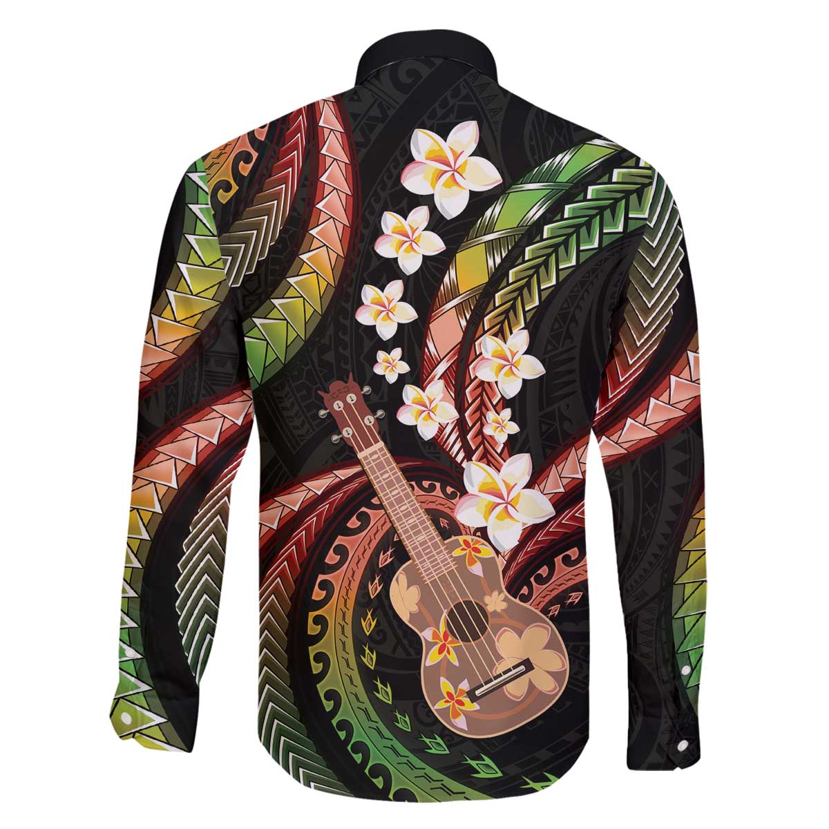 Hawaiian Ukulele Family Matching Off The Shoulder Long Sleeve Dress and Hawaiian Shirt Jawaiian Fantastic Plumeria