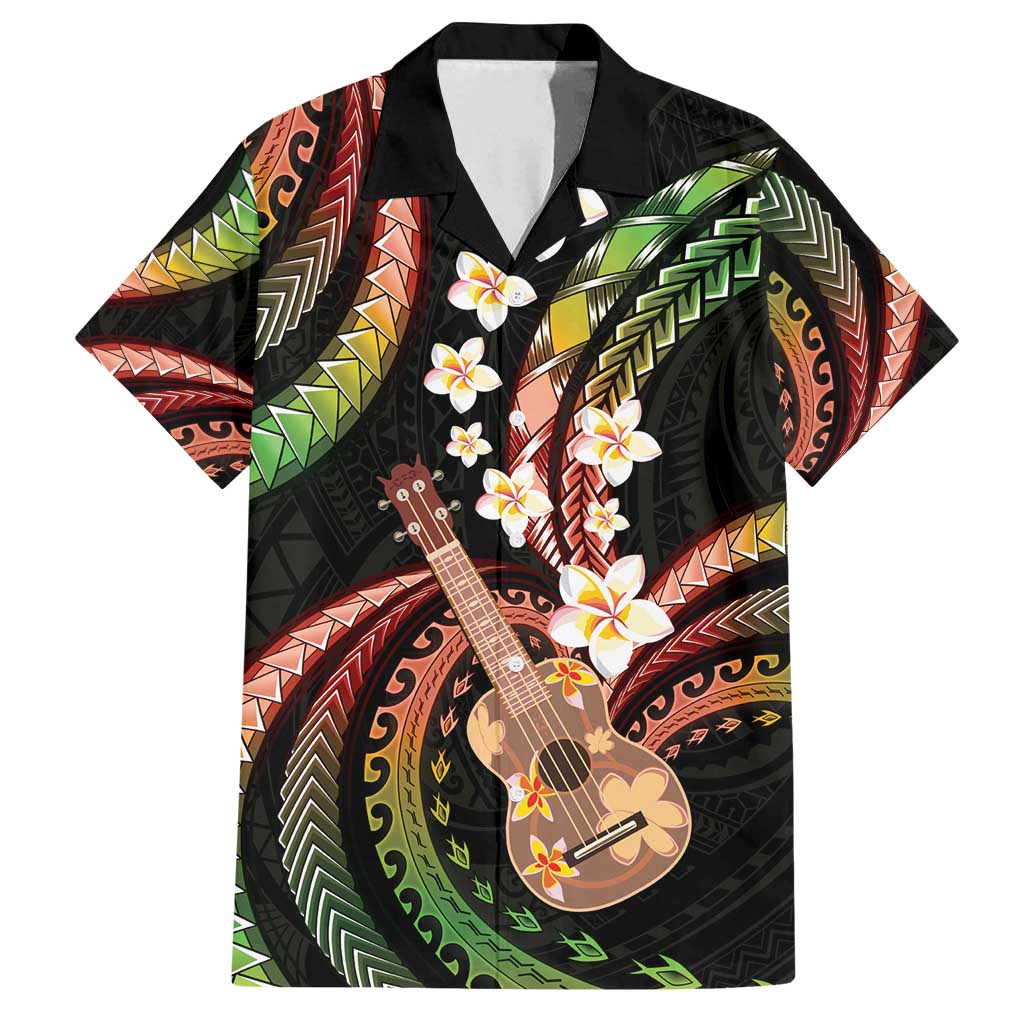 Hawaiian Ukulele Family Matching Puletasi and Hawaiian Shirt Jawaiian Fantastic Plumeria