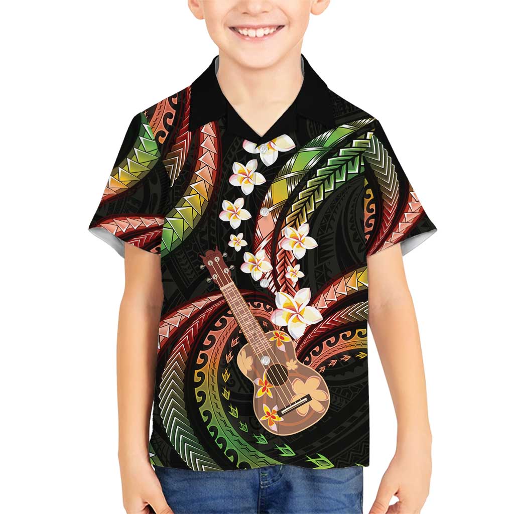 Hawaiian Ukulele Family Matching Puletasi and Hawaiian Shirt Jawaiian Fantastic Plumeria