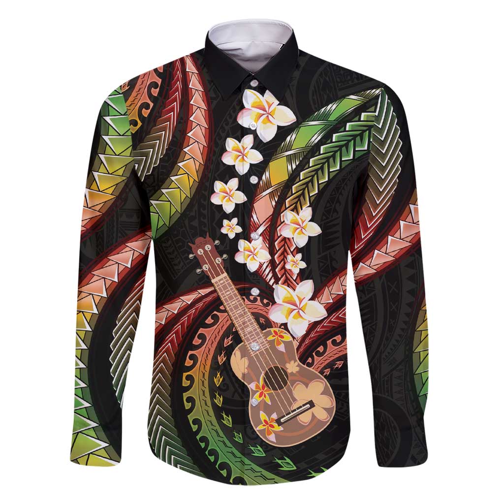 Hawaiian Ukulele Family Matching Short Sleeve Bodycon Dress and Hawaiian Shirt Jawaiian Fantastic Plumeria