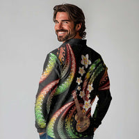 Hawaiian Ukulele Long Sleeve Polo Shirt Jawaiian Fantastic Plumeria