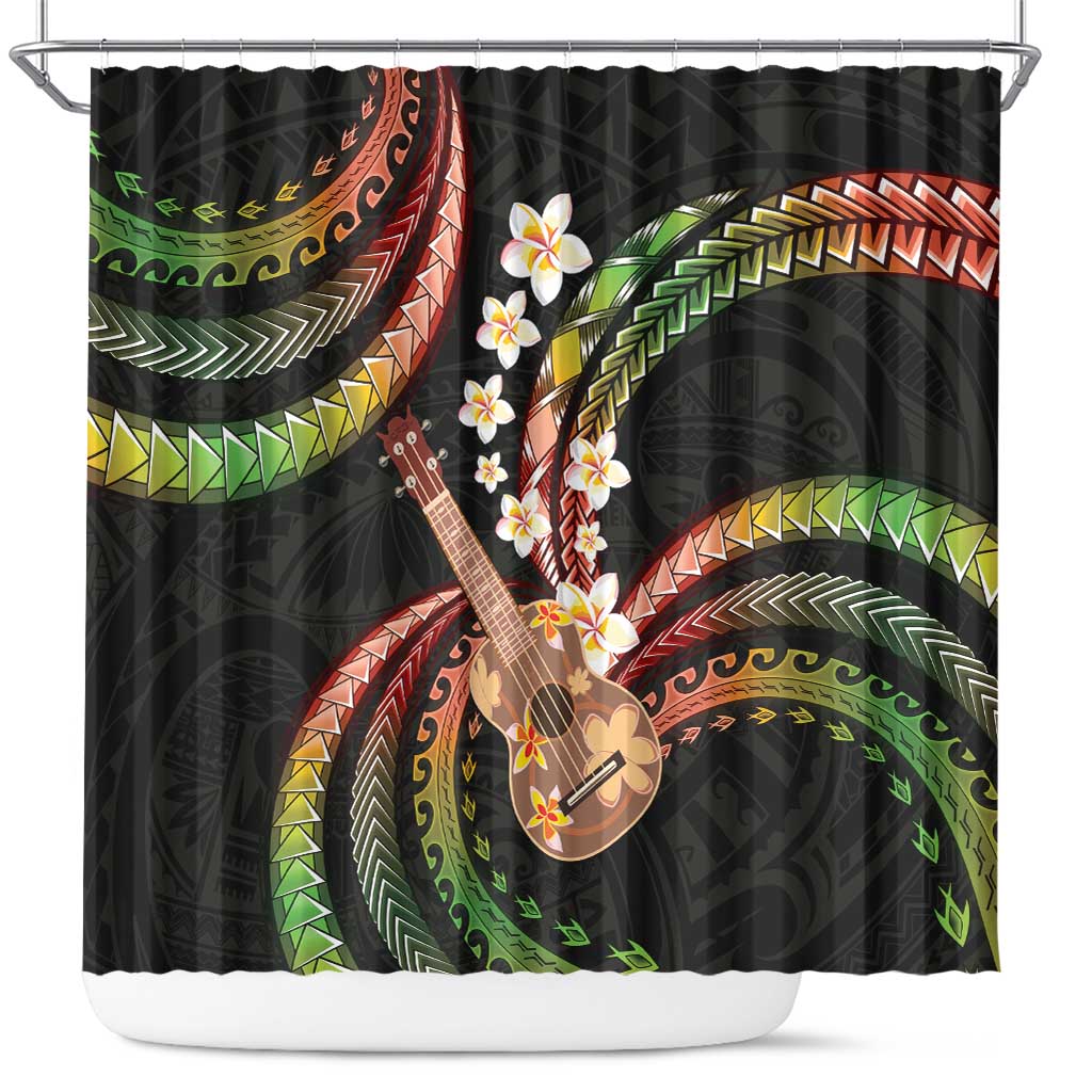 Hawaiian Ukulele Shower Curtain Jawaiian Fantastic Plumeria