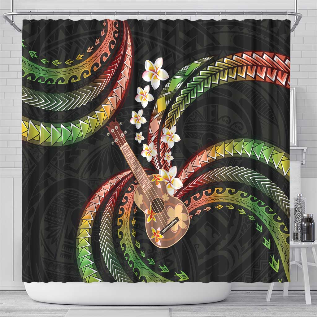 Hawaiian Ukulele Shower Curtain Jawaiian Fantastic Plumeria