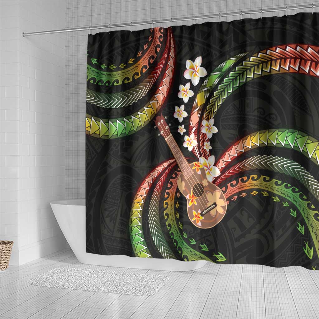 Hawaiian Ukulele Shower Curtain Jawaiian Fantastic Plumeria