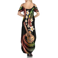 Hawaiian Ukulele Summer Maxi Dress Jawaiian Fantastic Plumeria