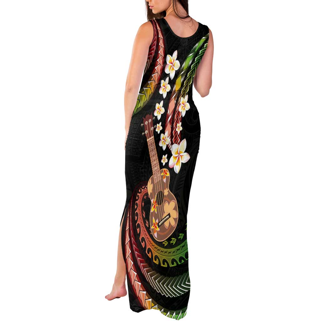 Hawaiian Ukulele Tank Maxi Dress Jawaiian Fantastic Plumeria