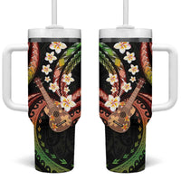 Hawaiian Ukulele Tumbler With Handle Jawaiian Fantastic Plumeria