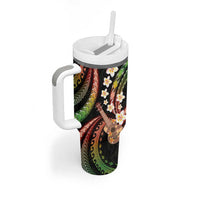 Hawaiian Ukulele Tumbler With Handle Jawaiian Fantastic Plumeria