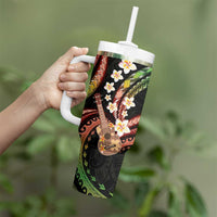 Hawaiian Ukulele Tumbler With Handle Jawaiian Fantastic Plumeria