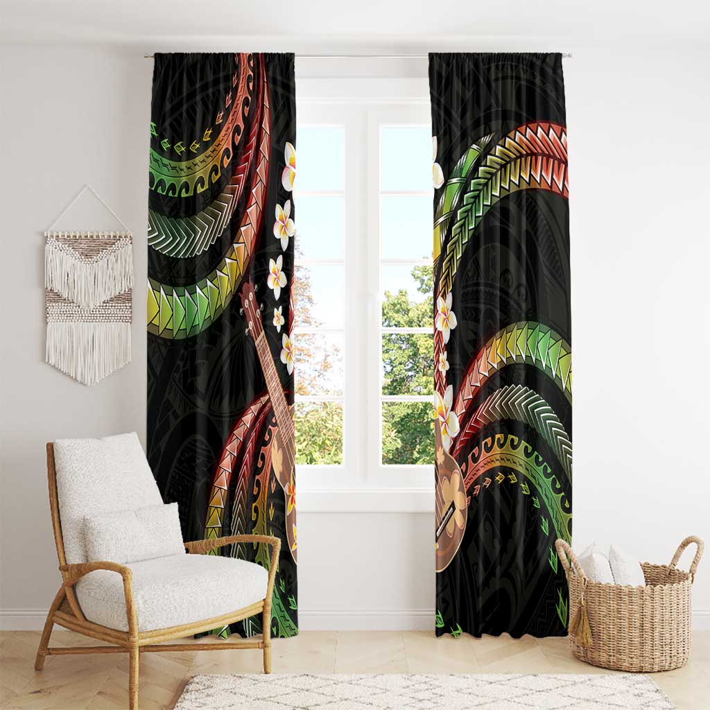 Hawaiian Ukulele Window Curtain Jawaiian Fantastic Plumeria