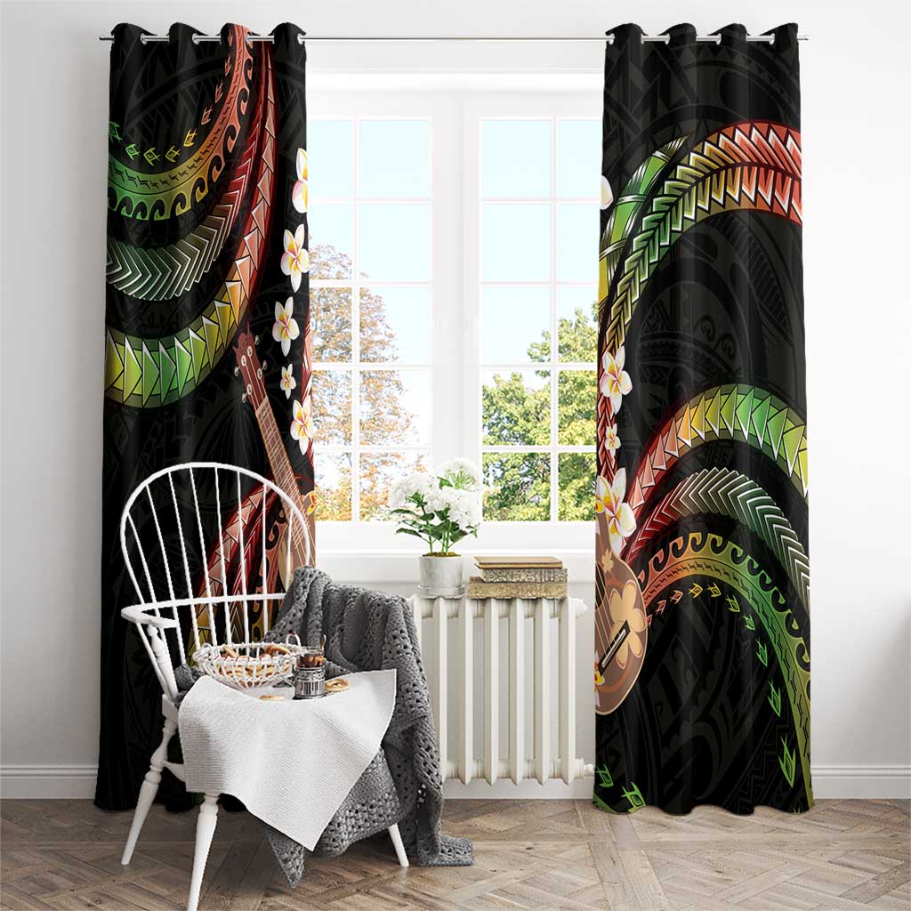 Hawaiian Ukulele Window Curtain Jawaiian Fantastic Plumeria