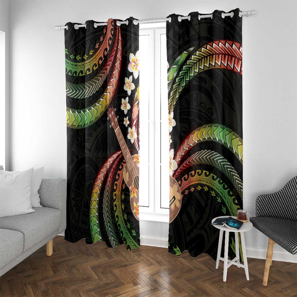 Hawaiian Ukulele Window Curtain Jawaiian Fantastic Plumeria