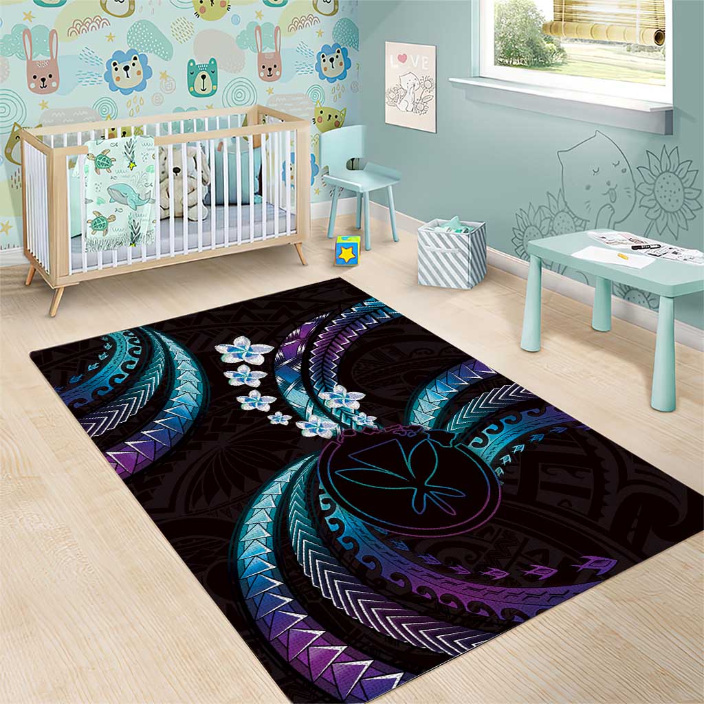 Hawaii Map Kanaka Maoli Area Rug Fantastic Frangipani Amethyst Gradient