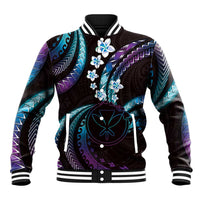 Hawaii Map Kanaka Maoli Baseball Jacket Fantastic Frangipani Amethyst Gradient