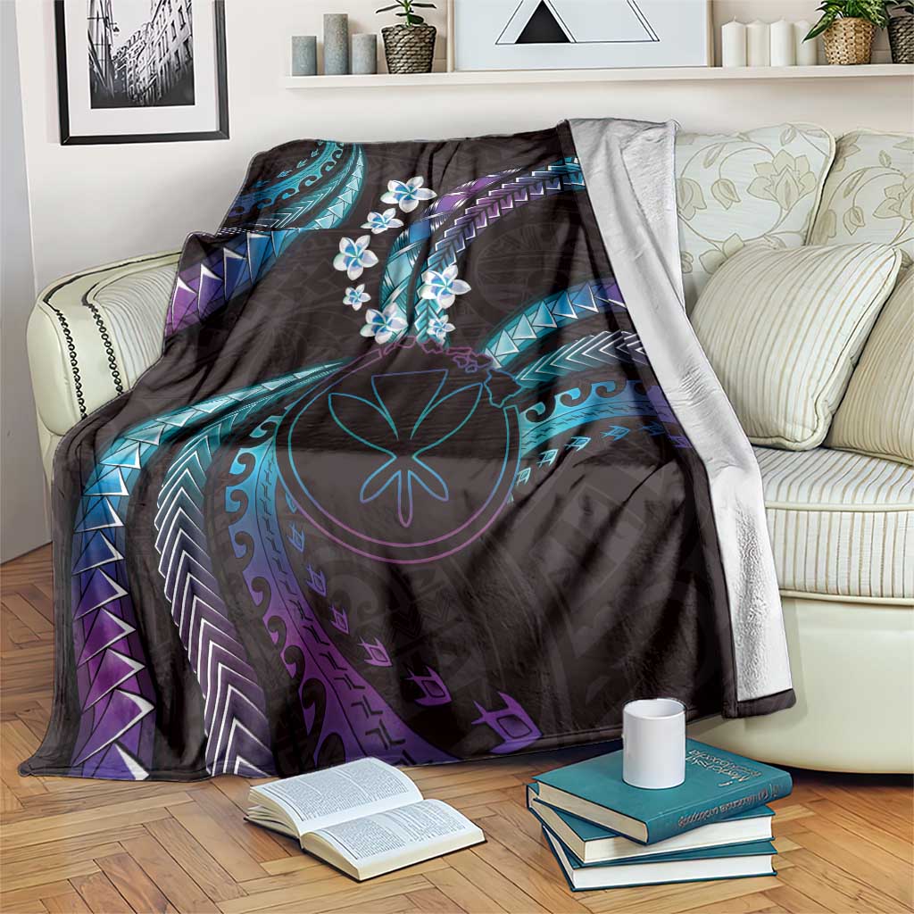 Hawaii Map Kanaka Maoli Blanket Fantastic Frangipani Amethyst Gradient